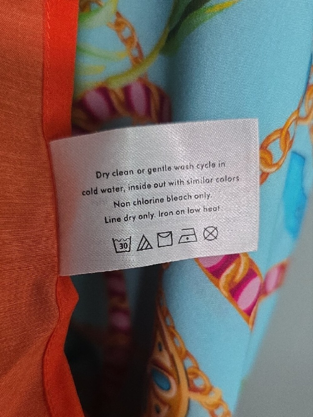 NWT Nicoblu Tunic 100% Viscose Silk-Feel Blue & Orange - Picture 5 of 7